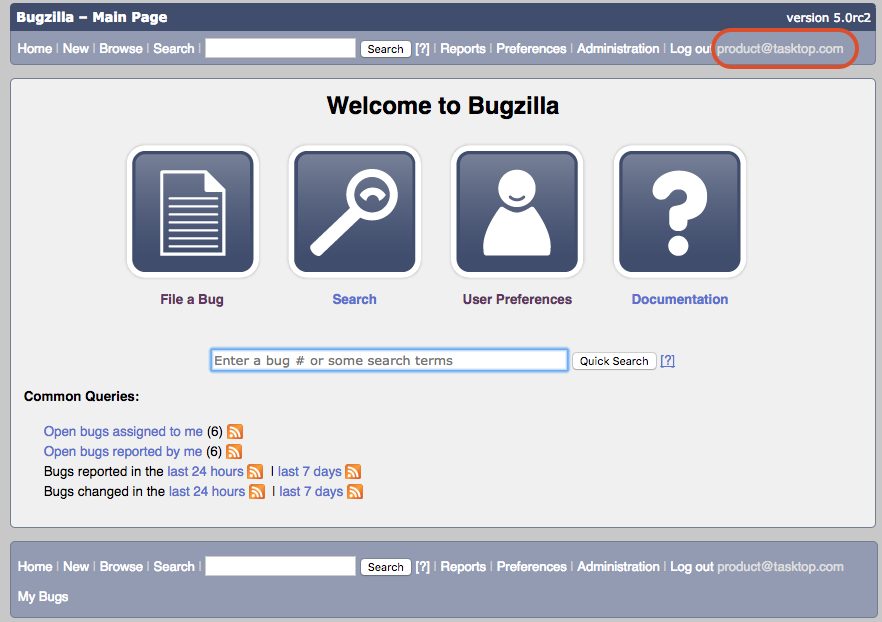 name and email fields in Bugzilla