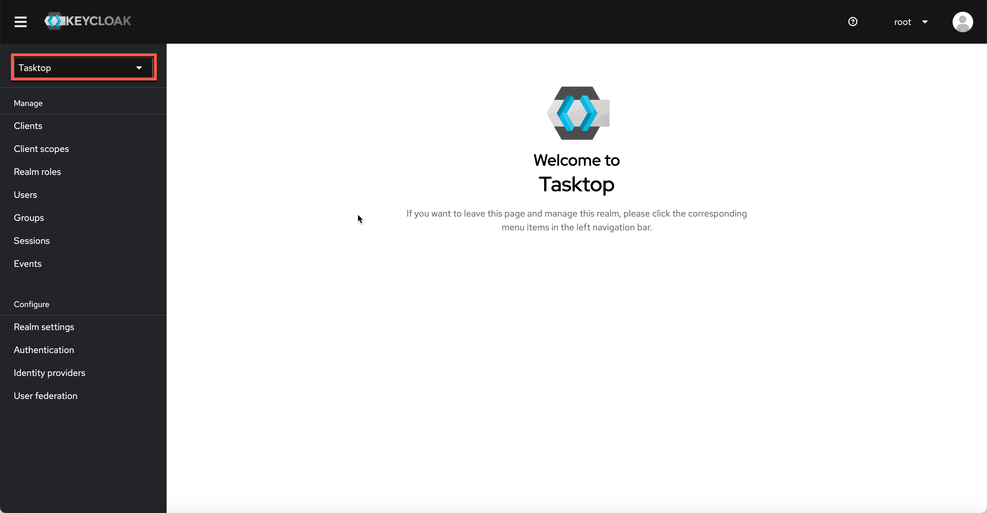 Ensure 'Tasktop' is selected