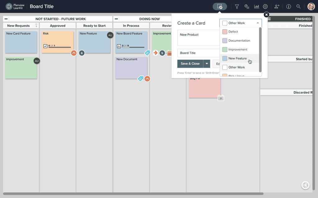 create a card planview customer success center